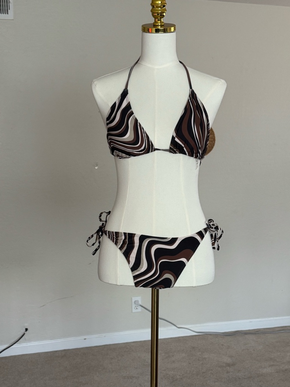 Brown Swirl String Bikini - Women's Swim